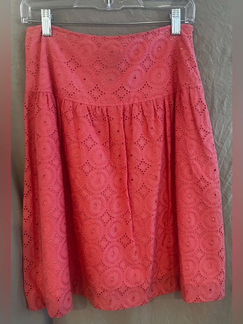Apostrophe Coral Eyelet A-Line Skirt